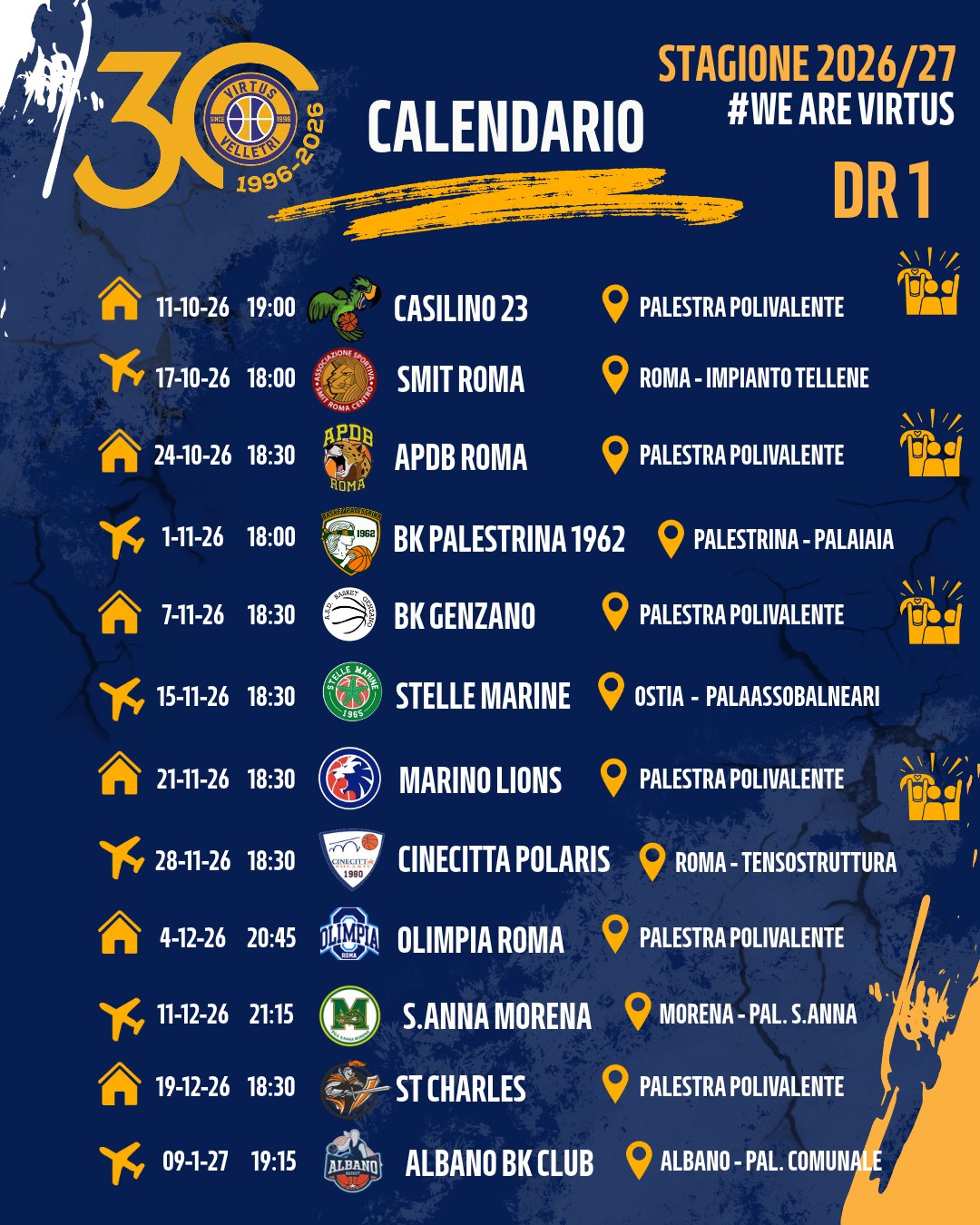 Calendario completo DR1 2026/27