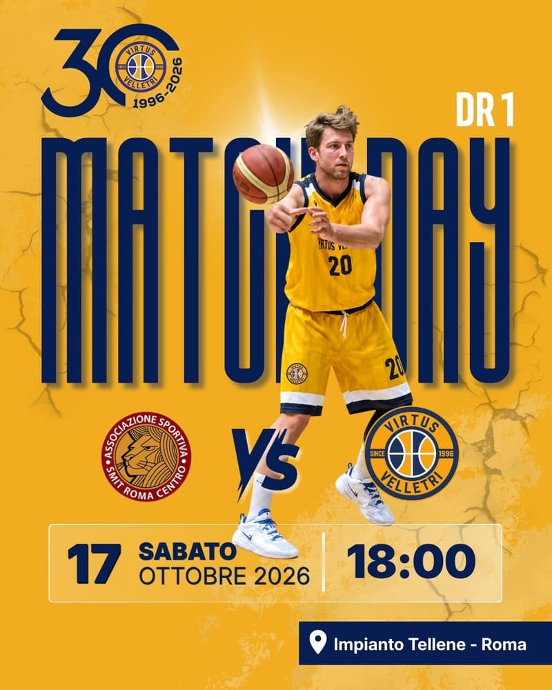 🏀 Sabato 17 Ottobre: prima trasferta stagione per i nostri ragazzi! 💛💙 Seguici sui nostri canali per gli aggiornamenti 📸 🆚 Smit Roma 📍